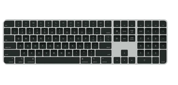 Беспроводная клавиатура Apple Magic Keyboard с Touch ID и цифровой панелью серый/черный, русская гравировка, Type-c