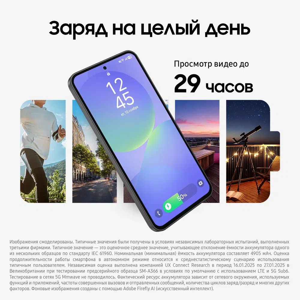 Смартфон Samsung Galaxy A36 5G, 8/128Gb, Awesome Black (Черный), EU изображение 16