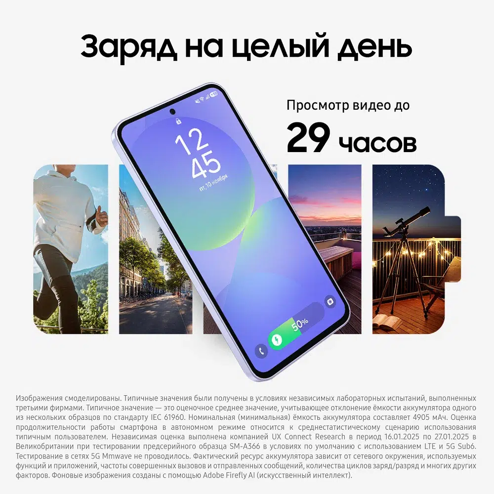 Смартфон Samsung Galaxy A36 5G 8/128Gb, Dual nano SIM, фиолетовый (Lavender), EU изображение 11