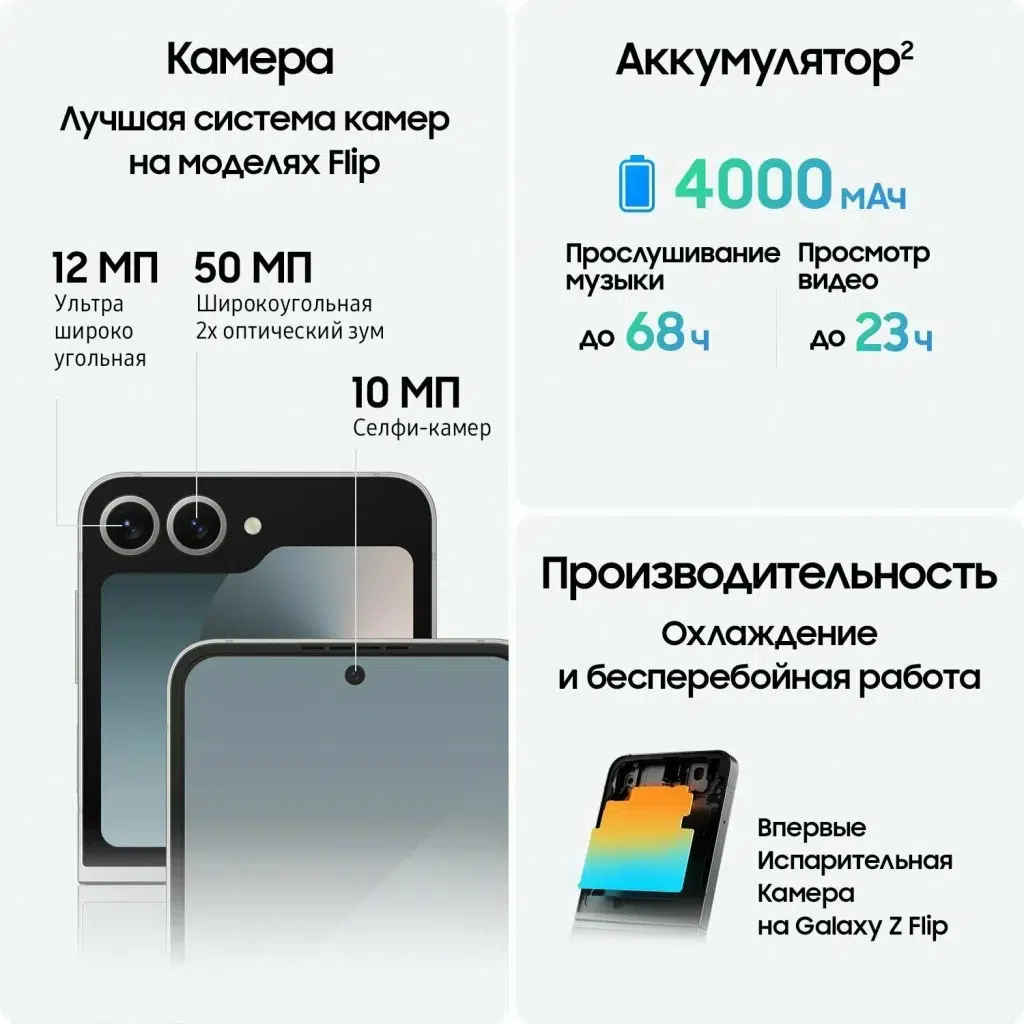 Смартфон Samsung Galaxy Z Flip 6 12/512Gb, Dual: nano SIM + eSIM, Silver Shadow изображение 6