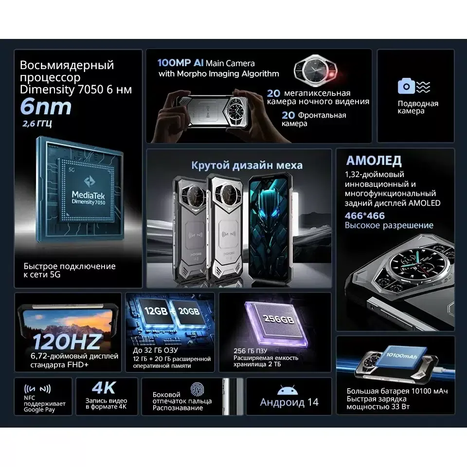 Смартфон DOOGEE S200, (12+20) 32/256Gb, Gray (Серый), 10100 мАч изображение 19