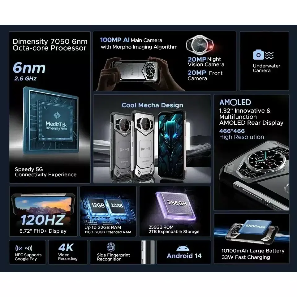 Смартфон DOOGEE S200, (12+20) 32/256Gb, Gray (Серый), 10100 мАч изображение 2