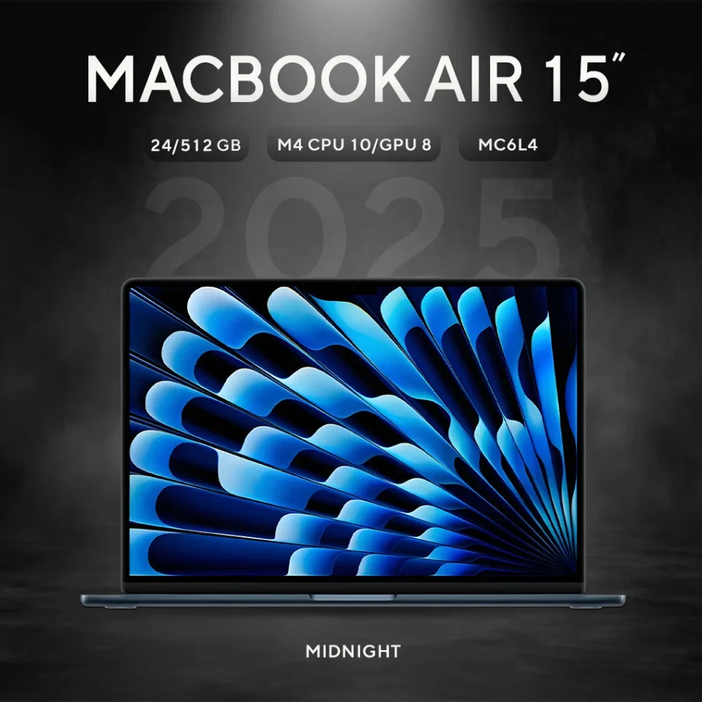 Ноутбук Apple MacBook Air 15 2025 M4 24/512GB Midnight (MC6L4) (EU, RU) русская раскладка изображение 1