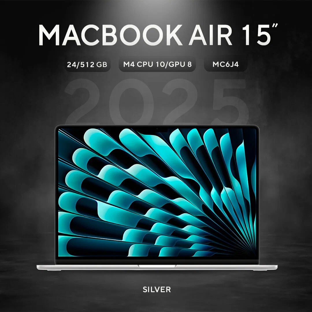 Ноутбук MacBook Air M4 15' 24/512GB Silver MC6J4 (С русской раскладкой) изображение 1